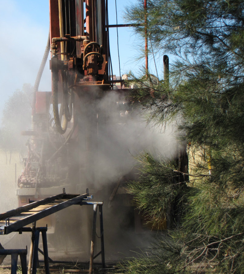 Drilling core holes in Border Rivers to measure regolith salt store Photo by DNRM