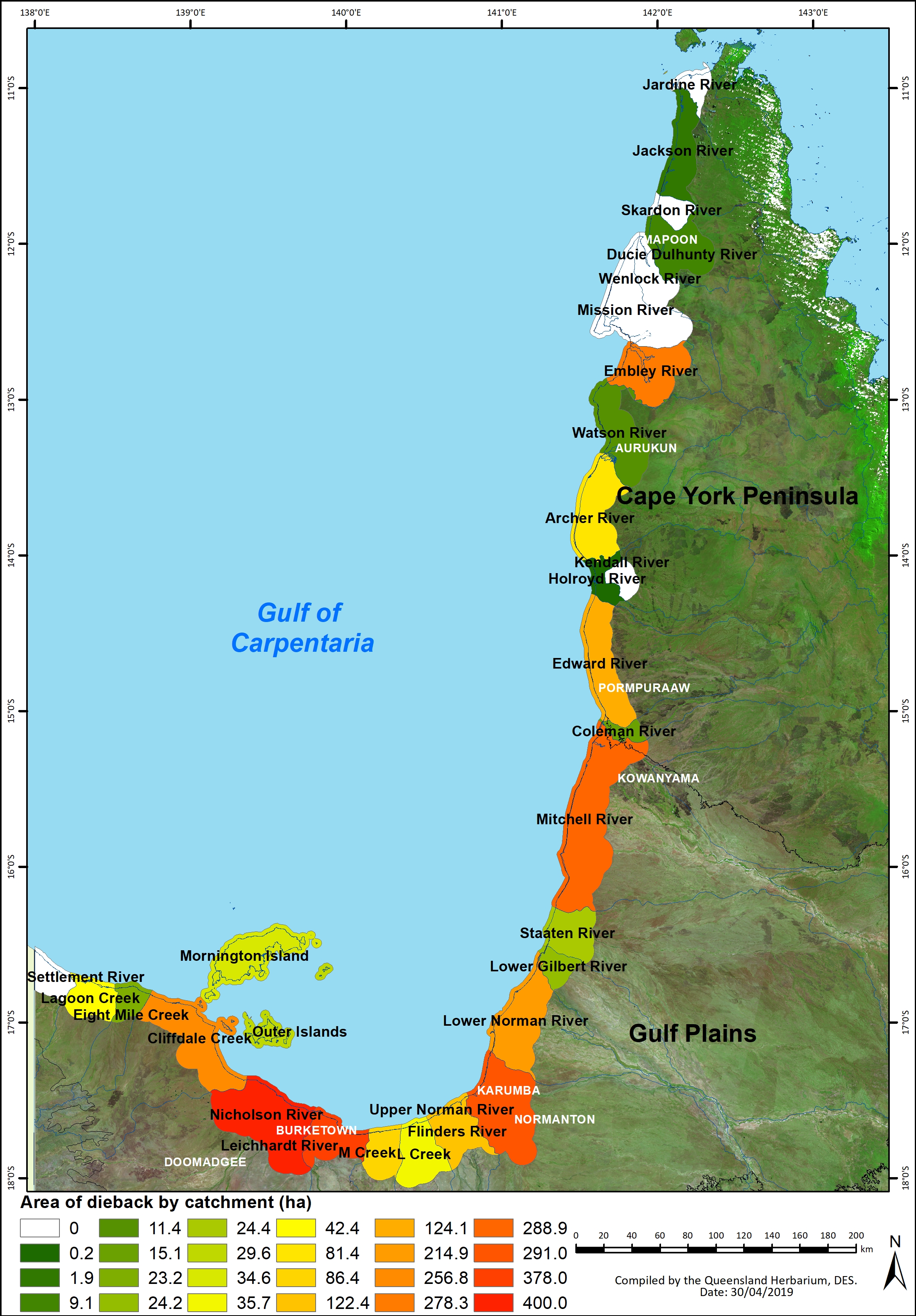 Catchments in the Gulf of Carpentaria assessed for dieback