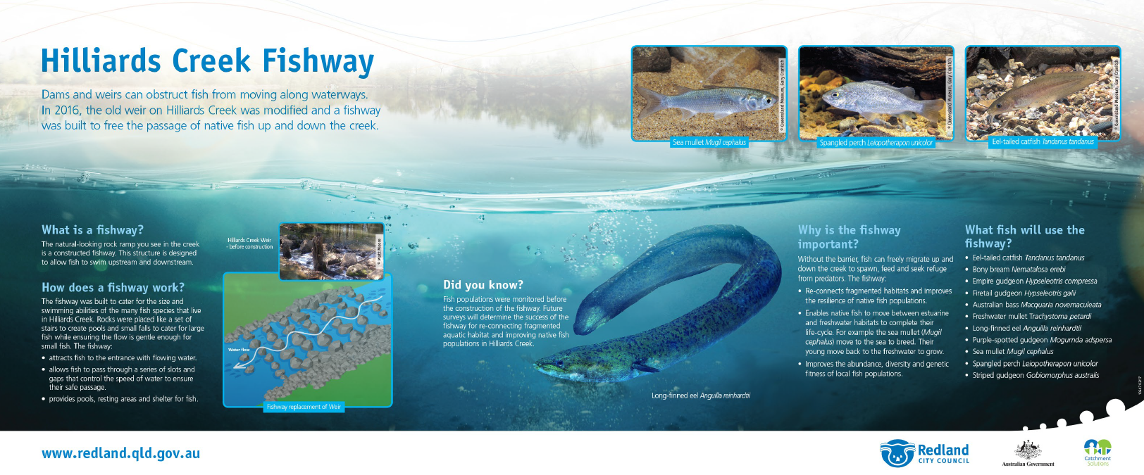 Hilliards Creek Fishway explained (Redlands Shire Council, Australian Government and Catchment Solutions) Photo by Matthew Moore
