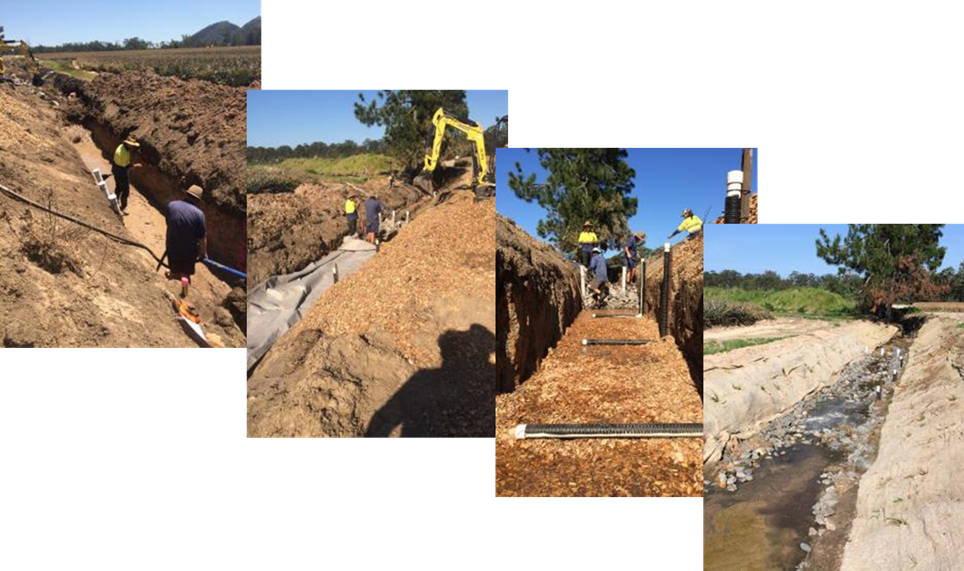 Figure 8 Construction of a bioreactor bed in a drain. Photo by Queensland Government