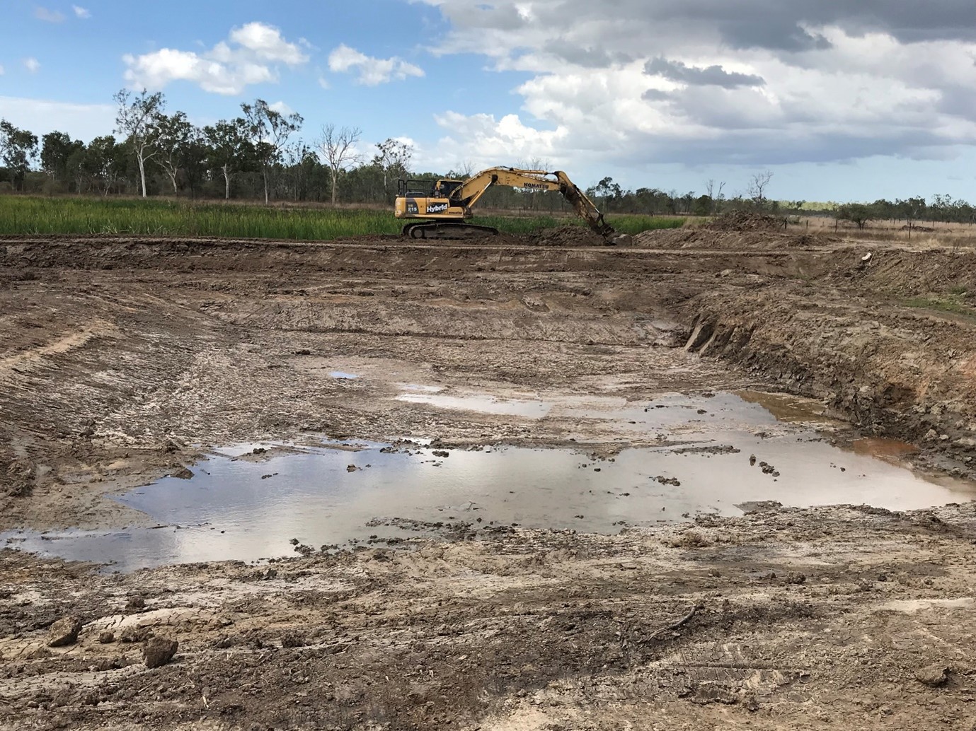 Figure 4 Excavation of a sediment basin, at the start of a treatment wetland.
Photo by Queensland Government.